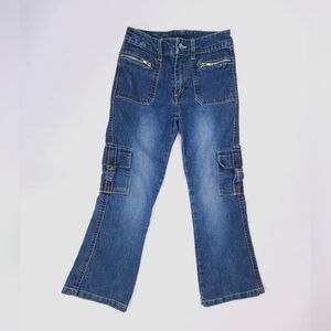 Got 28 Real Brand Y2K Girls Boot Cut Cargo Jeans Blue Denim 6X Vintage